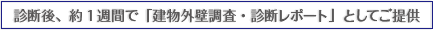 診断後、約1週間で「建物外壁調査診断レポート」としてご提案